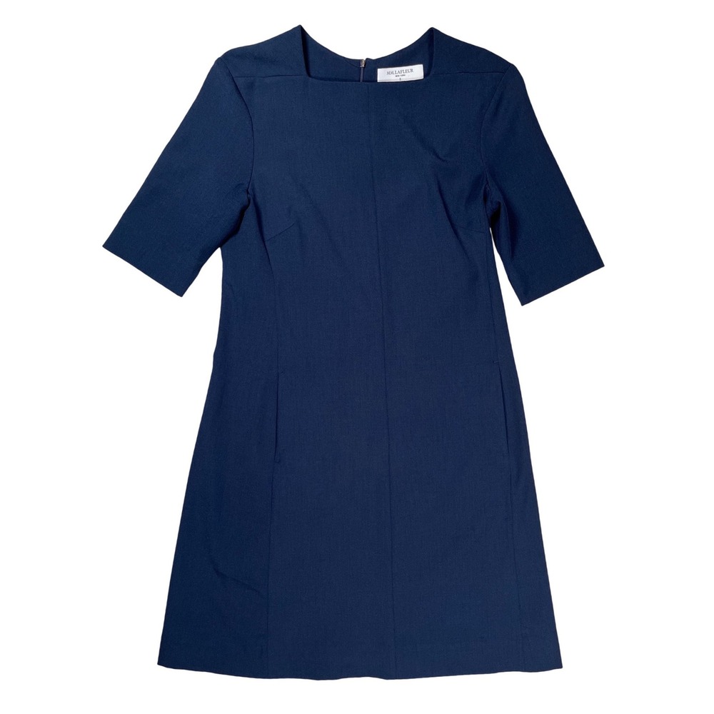M.M.LaFleur Emily Shift Dress Women 8‎ Navy Blue Career Corporate Closet Staple